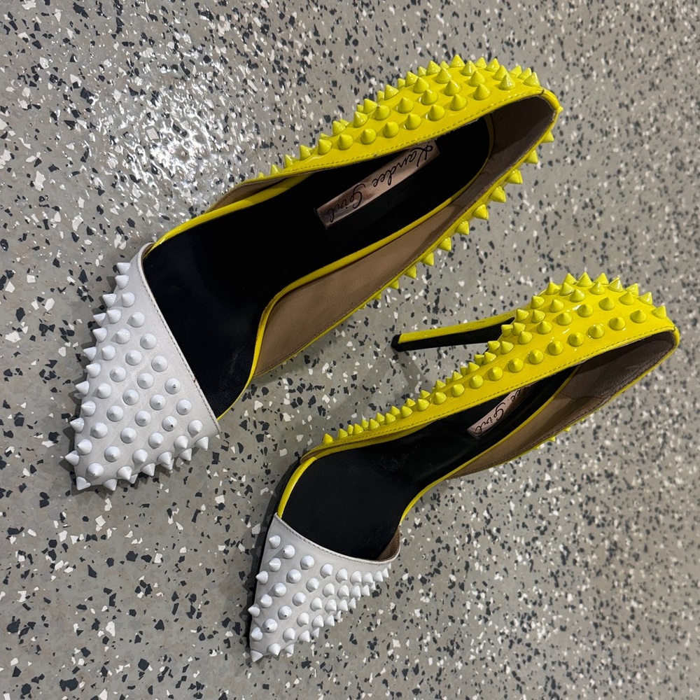 Kandee girl Yellow and White Spiked Heels